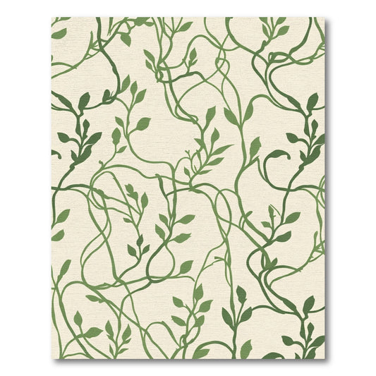 Green Vine Silhouette On Cream Background Rug