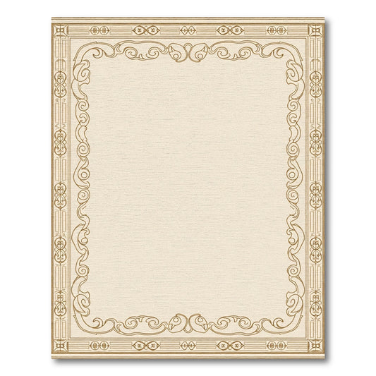Ornate Golden Scroll Border Rug