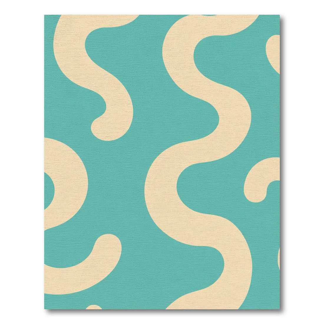 Teal Cream Organic Abstract Waves Rug