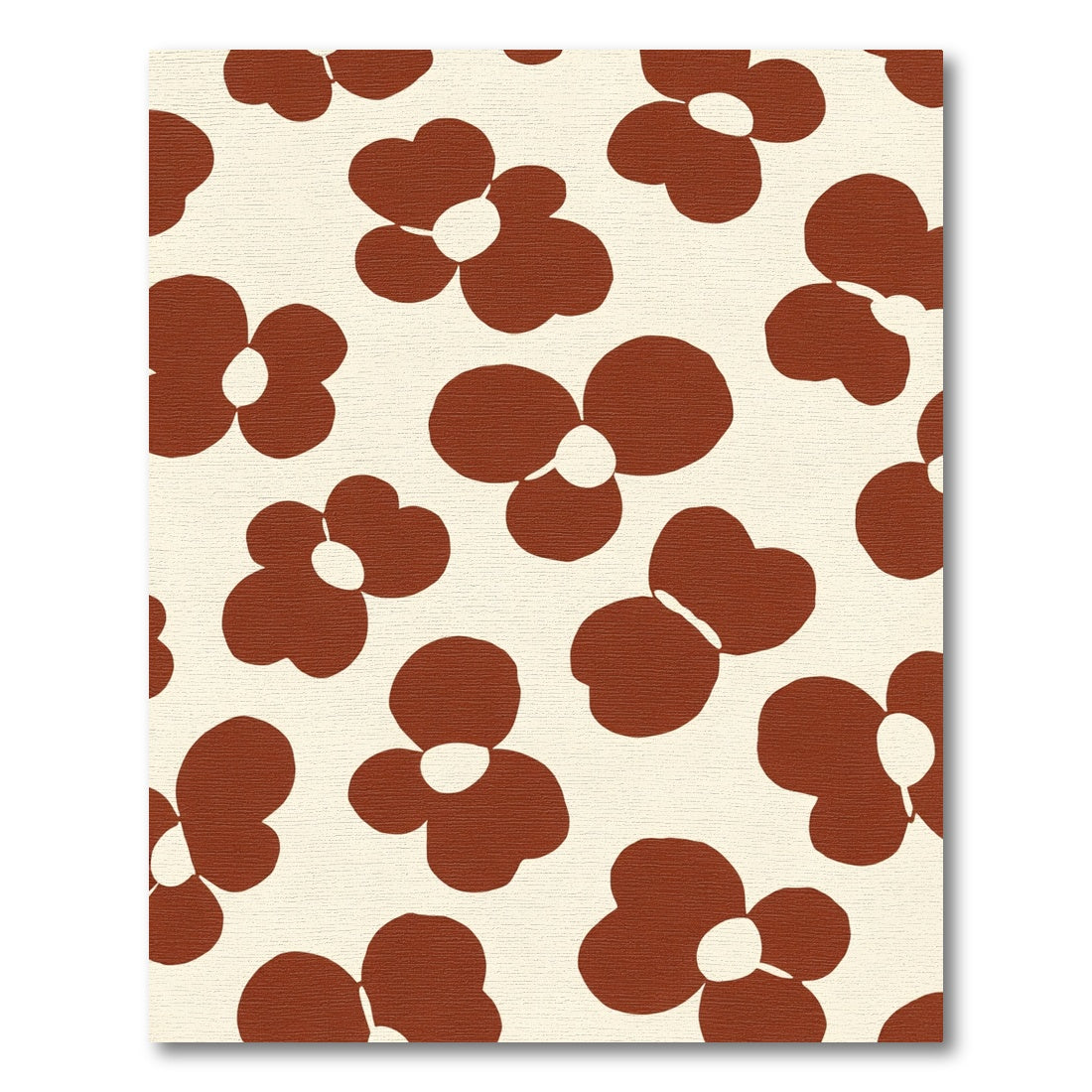 Retro Brown Floral Petal Scatter Rug