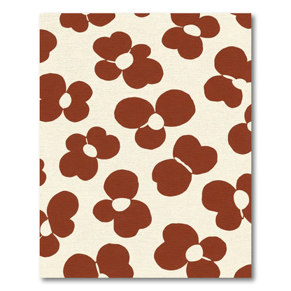 Retro Brown Floral Petal Scatter Rug