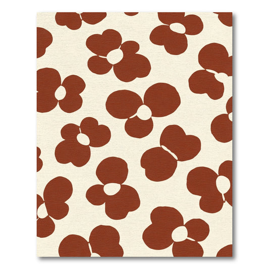 Retro Brown Floral Petal Scatter Rug