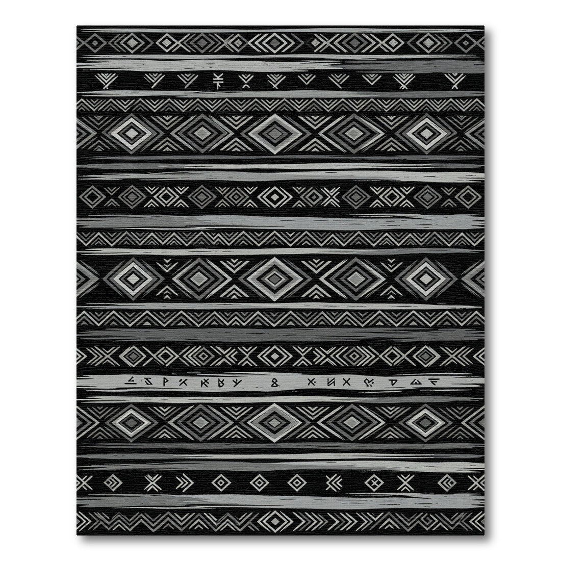 Gray Tribal Diamond Geometric Stripe Rug