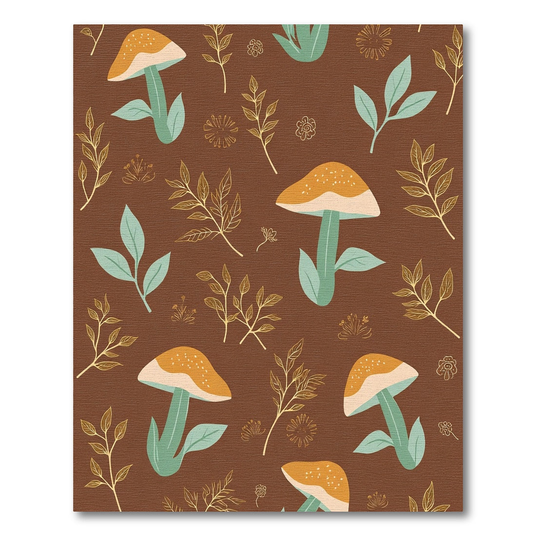 Earthy Terracotta Mushroom Woodland Whimsy Rug