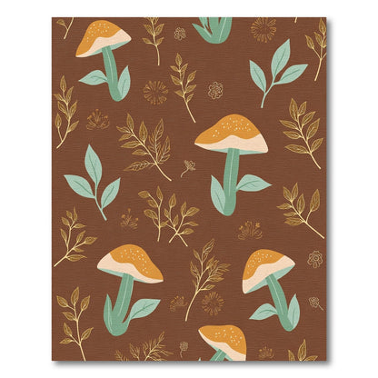 Earthy Terracotta Mushroom Woodland Whimsy Rug