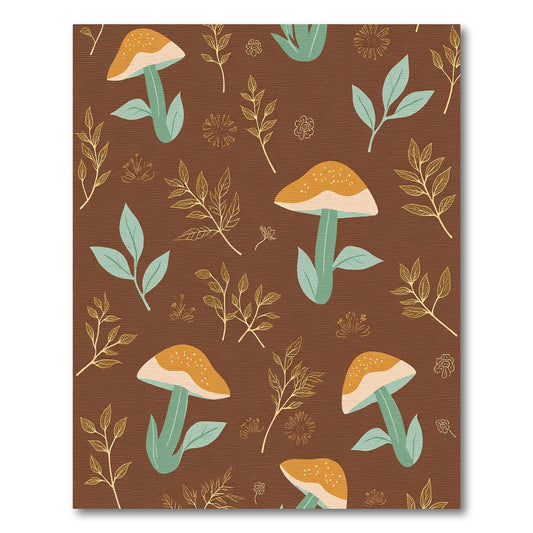 Earthy Terracotta Mushroom Woodland Whimsy Rug