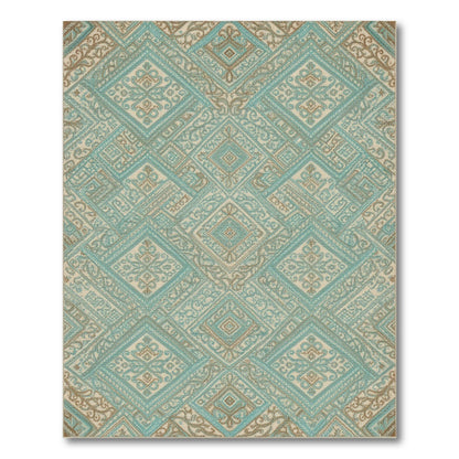 Diamond Geometric Modern Teal Geometric Diamond Area Rug