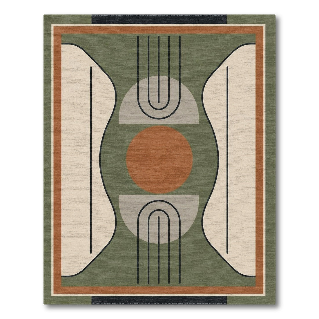 Green Geometric Arch Area Rug