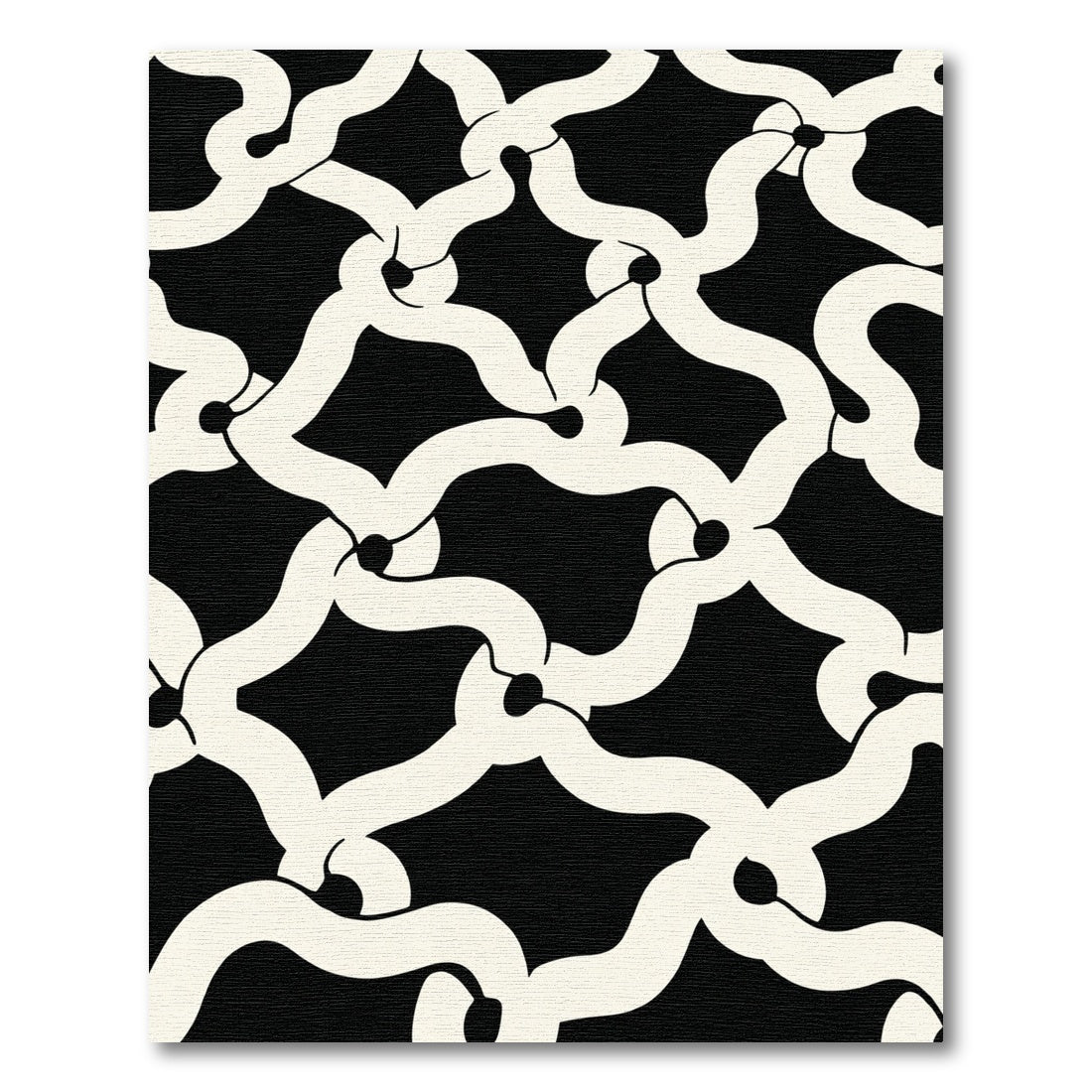 Abstract Black Interlocking Curve Rug