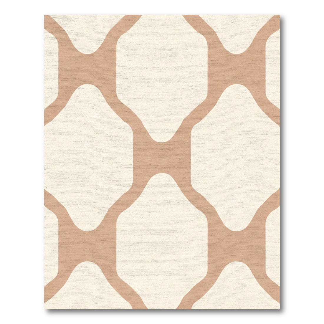 Neutral Tan Geometric Interlocking Shapes Rug