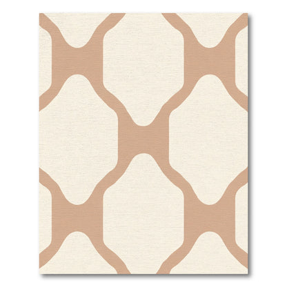 Neutral Tan Geometric Interlocking Shapes Rug