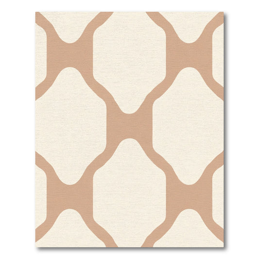 Neutral Tan Geometric Interlocking Shapes Rug