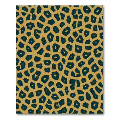 Golden Dark Teal Organic Cells Rug