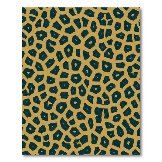 Golden Dark Teal Organic Cells Rug