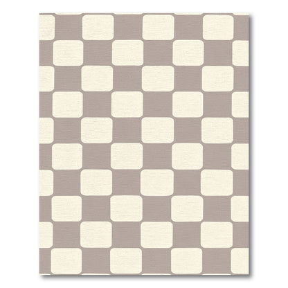 Soft Taupe and Cream Rounded Squares Rug