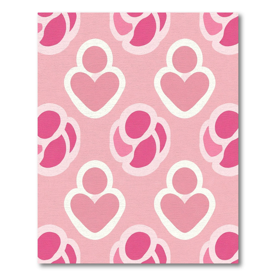 Pink Geometric Heart Flower Arrangement Rug