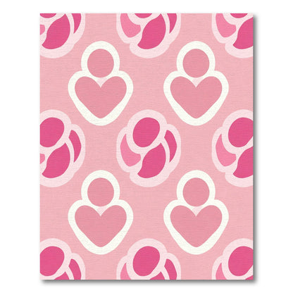 Pink Geometric Heart Flower Arrangement Rug