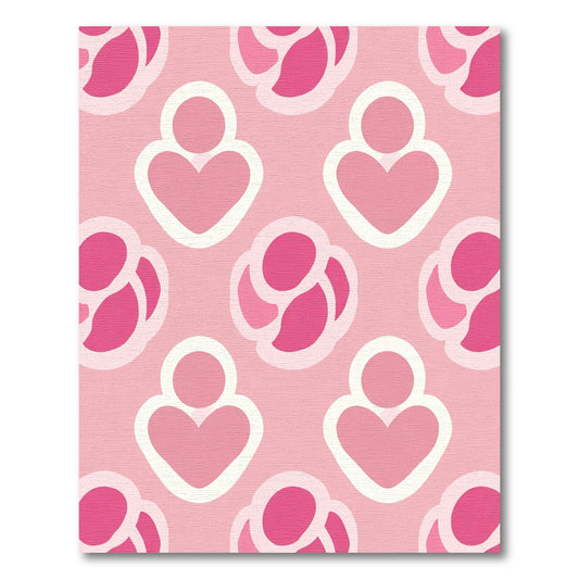 Pink Geometric Heart Flower Arrangement Rug