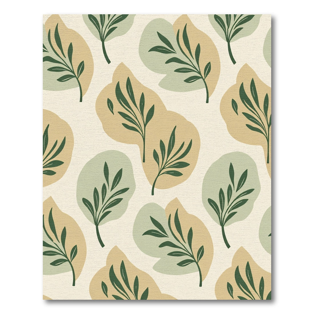 Earthy Abstract Leafy Branch Composition Rug