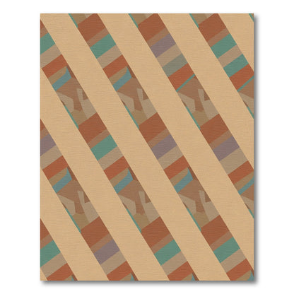 Warm Tones Diagonal Stripe Collage Rug