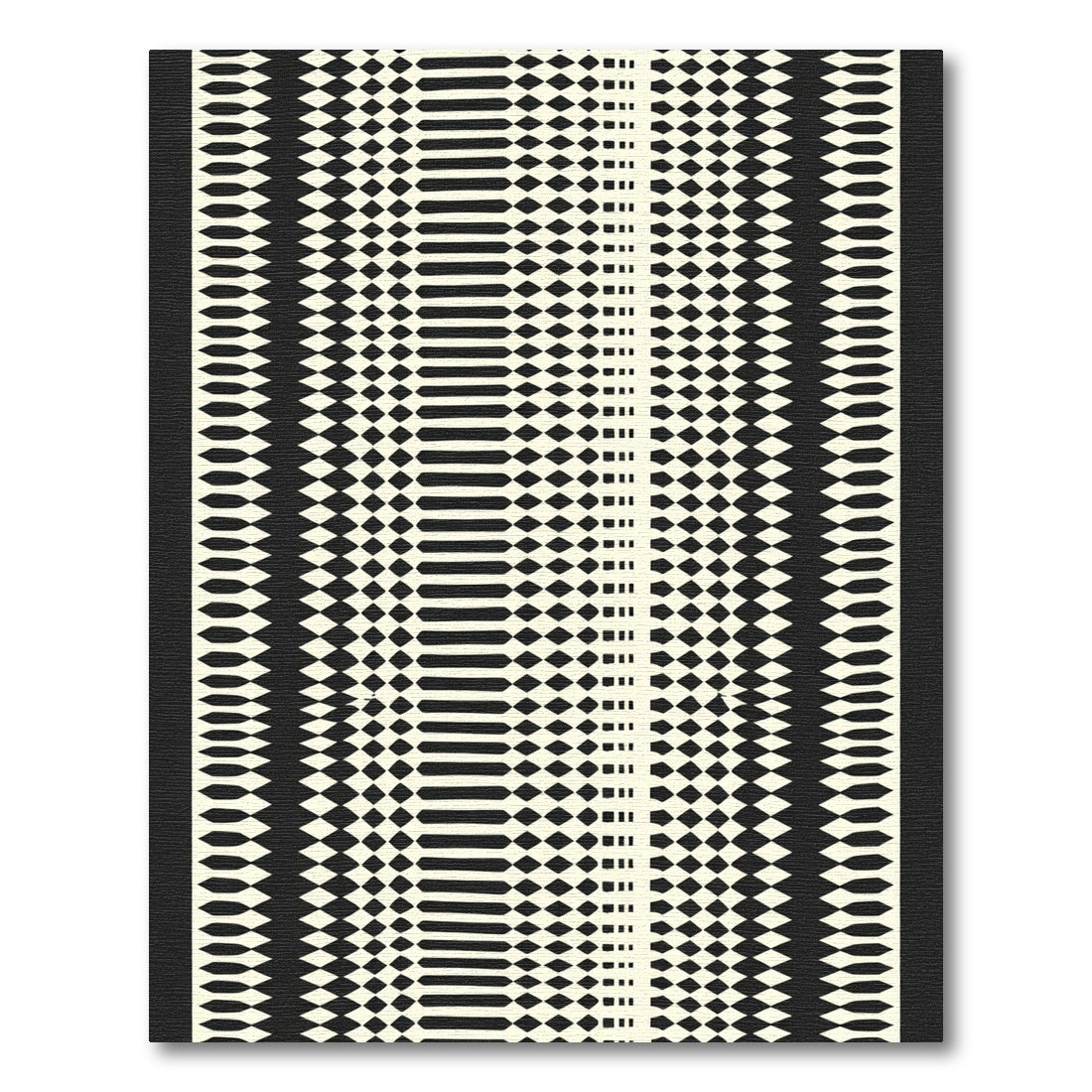 Bold Black Cream Geometric Stripe Rug