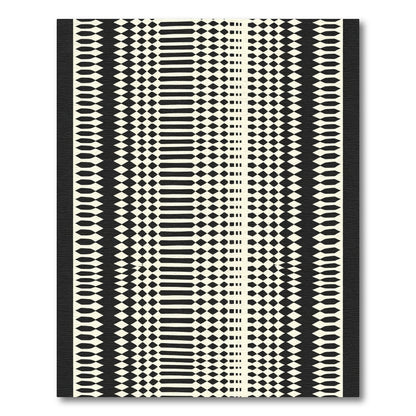 Bold Black Cream Geometric Stripe Rug