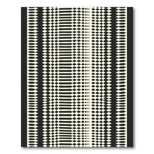 Bold Black Cream Geometric Stripe Rug