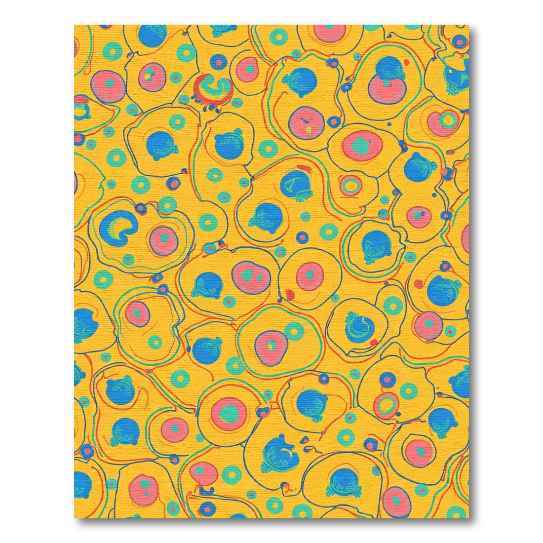 Vibrant Yellow Organic Cell Composition Rug