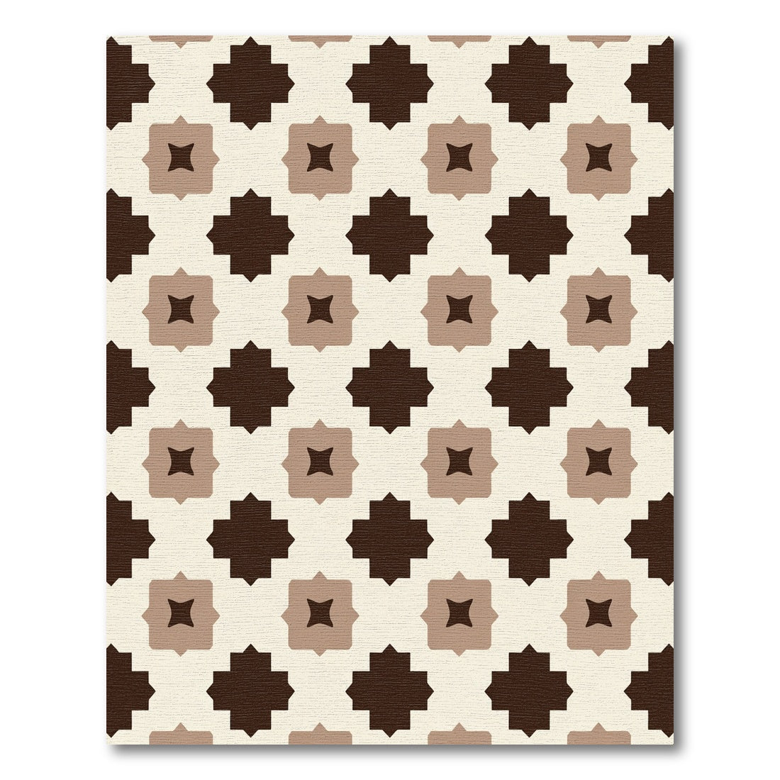 Brown Beige Quatrefoil Geometric Rug