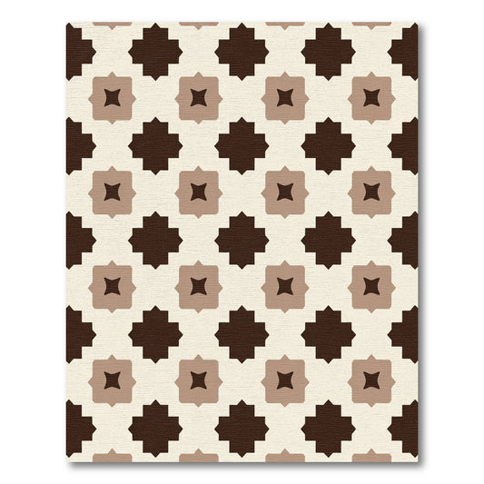 Brown Beige Quatrefoil Geometric Rug