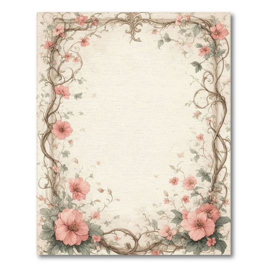 Pink Floral Vintage Washable Area Rug