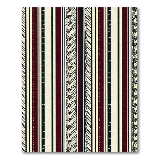 Cream Burgundy Black Striped Organic Zigzag Rug