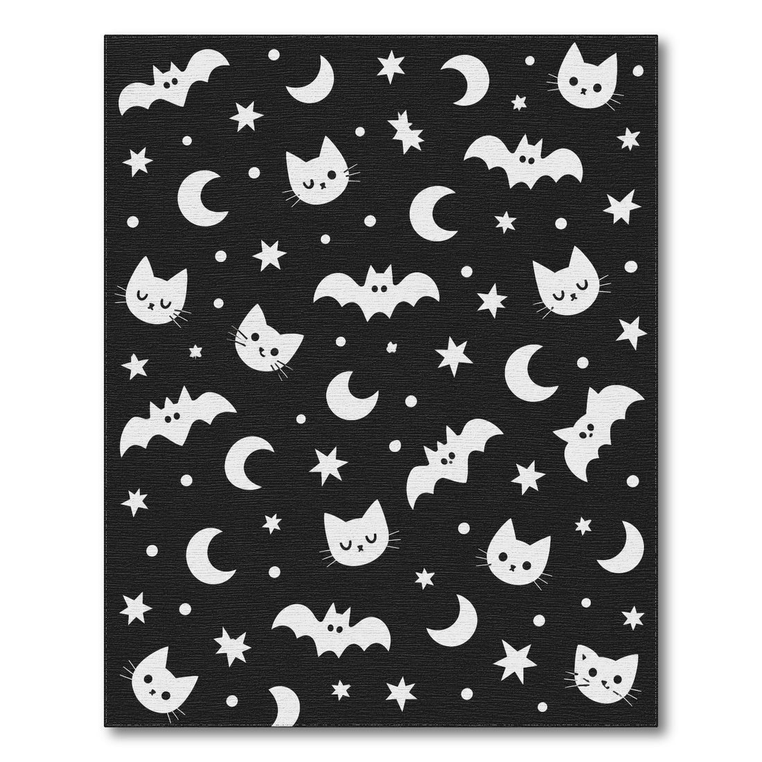 Black White Cats Bats Kids Area Rug