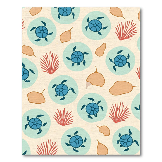 Blue Sea Turtle Coral Pattern Rug