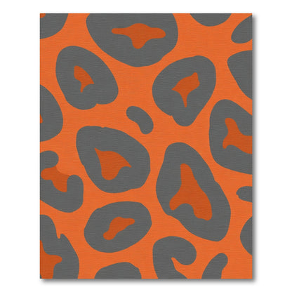 Bold Orange Gray Leopard Print Rug