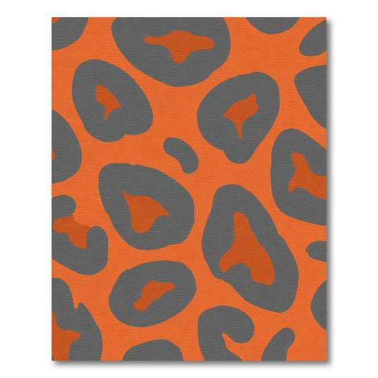 Bold Orange Gray Leopard Print Rug