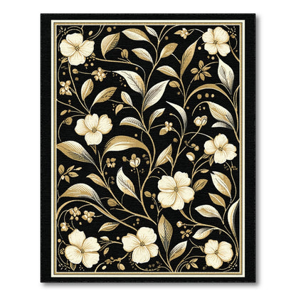 Black Floral Vintage Floral Vintage Area Rug