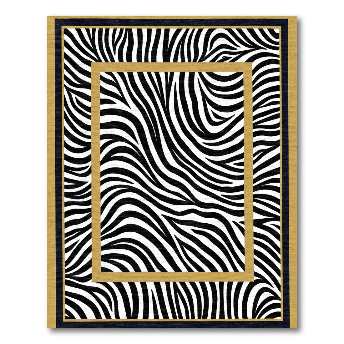 Bold Black White Zebra Stripe Border Rug