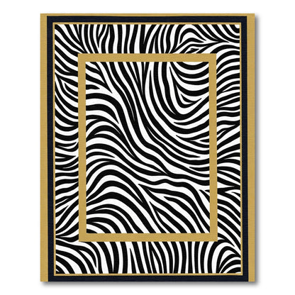 Bold Black White Zebra Stripe Border Rug