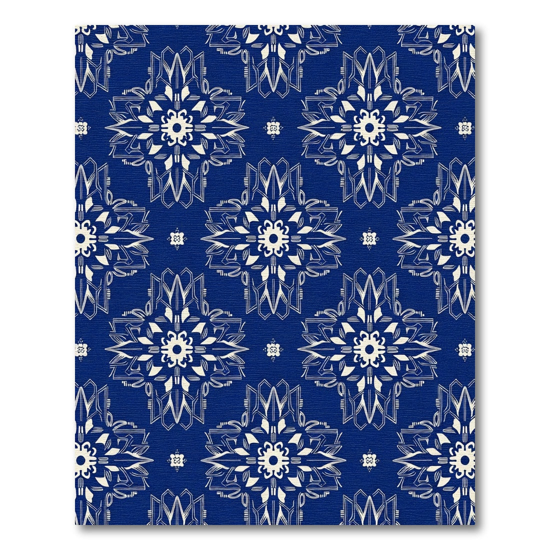 Cream Art Deco Medallion Royal Blue Rug