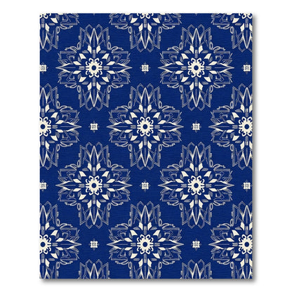 Cream Art Deco Medallion Royal Blue Rug