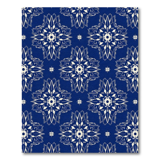 Cream Art Deco Medallion Royal Blue Rug
