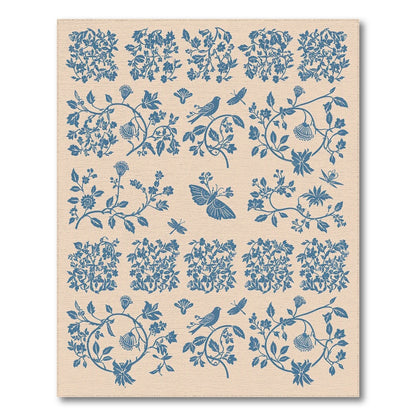 Blue and Teal Blue Floral Bird Vintage Area Rug
