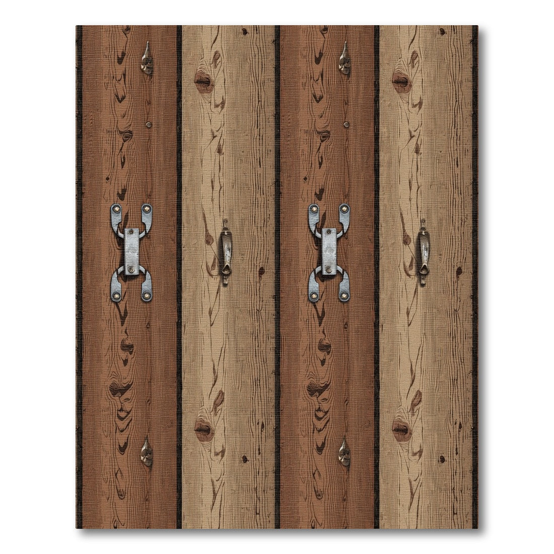 Rustic Wood Grain Planks Metal Hardware Rug