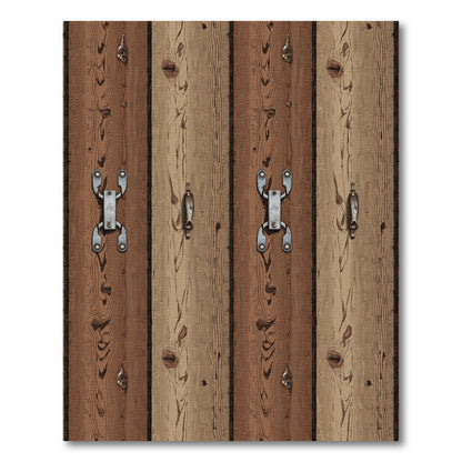 Rustic Wood Grain Planks Metal Hardware Rug