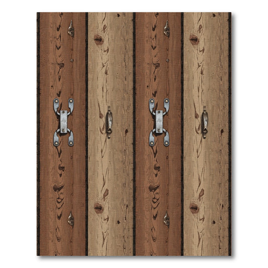 Rustic Wood Grain Planks Metal Hardware Rug