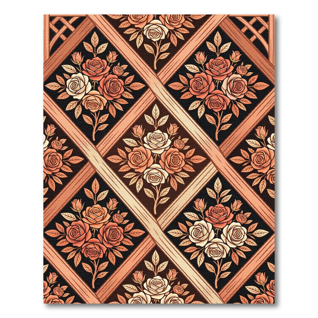 Vintage Rose Trellis Medallion Rug
