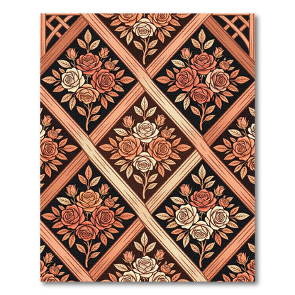 Vintage Rose Trellis Medallion Rug