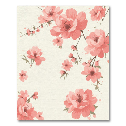 Coral Pink Blossoms Watercolor Spray Rug