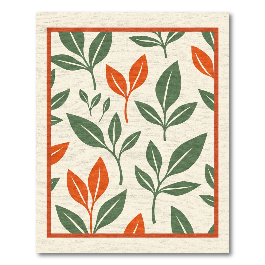 Terracotta Green Leaf Scatter Rug